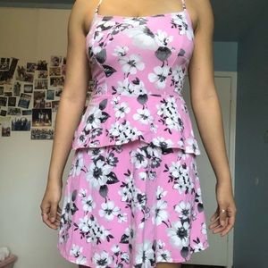 Pink Floral Ruffle Dress